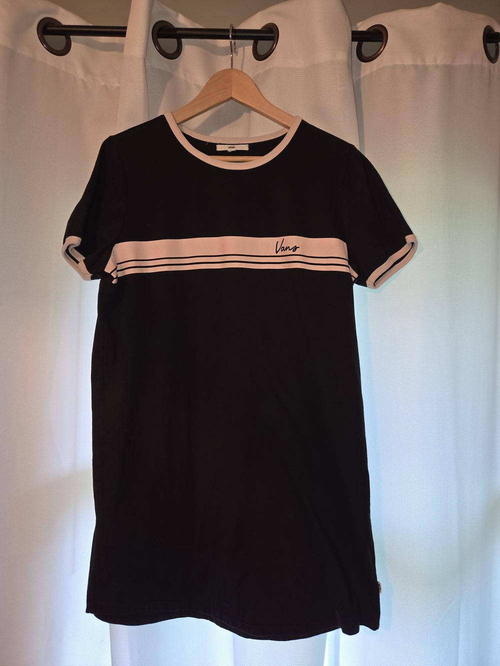 Vans Black T-Shirt Dress with Pink Trim